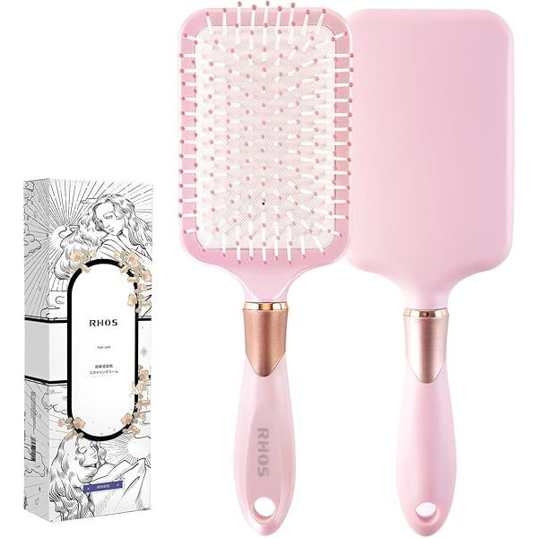 wonima11 Paddle Brush for Women & Men - Detangler for Thick, Curly, Long, Wet & Dry Hair - Nylon Bristles Square Cushion Brush for Smoothing and Detangling (1 Pack - Pink)