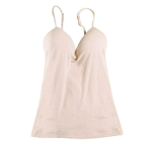Womens Adjustable Strap Built Tank Tops Camisole Skin Color