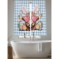 thumbnail image 5 of Easter Sheer Curtains 72 Inch Length 2 Panels for Living Room, Spring Bunny Cow Carrots Colorful Egg Blue Plaid Voile Kitchen Curtain Set, Luxury Privacy Drapes Window Treatment for Bedroom, 5 of 7