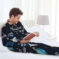 thumbnail image 6 of Honeii Space Pattern Mens Pajamas Set,2pcs Men's Lounge Long Sleeve Sleep Shirt and Pajama Bottoms Sleepwear Set,Mens Pjs Sets-Medium, 6 of 7