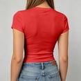 thumbnail image 7 of Womens Short Sleeve T Shirts - Summer Tops Slim Fit Y2k Basic Tee for Workout Red S, 7 of 7