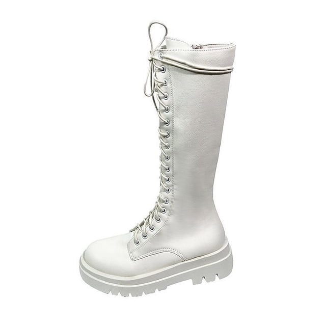 Zapatos para mujer, con cordones, suela gruesa, tacón grueso, botas altas de caballero para mujer, zapatos para correr, botas vaqueras