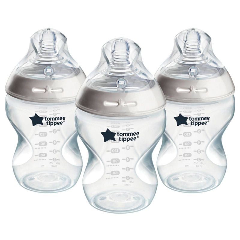 9oz Baby Bottles 3-Pack with Slow-Flow Anti-Colic Silicone Nipples, BPA-Free for Newborn Feeding, Breastfeeding Transition, Easy-Clean Design