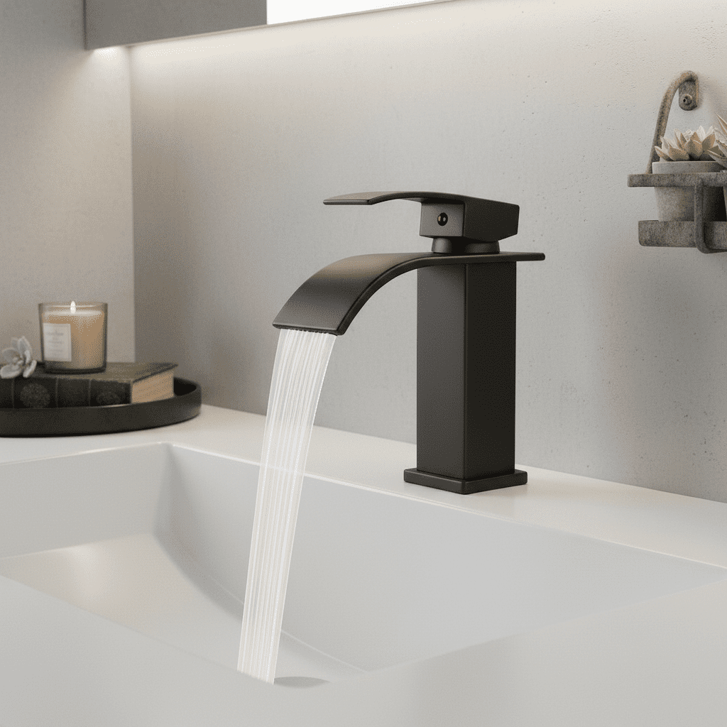 Single Handle Bathroom Faucet Lavatory Faucet Stainless Steel Single Hole-TP, Matte Black