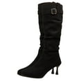 thumbnail image 5 of Dasayo Mid-Calf Women Boots Wide Calf Black Slouch Pointed Toe Dress High Heel Boots Woman Shoes 36, 5 of 9