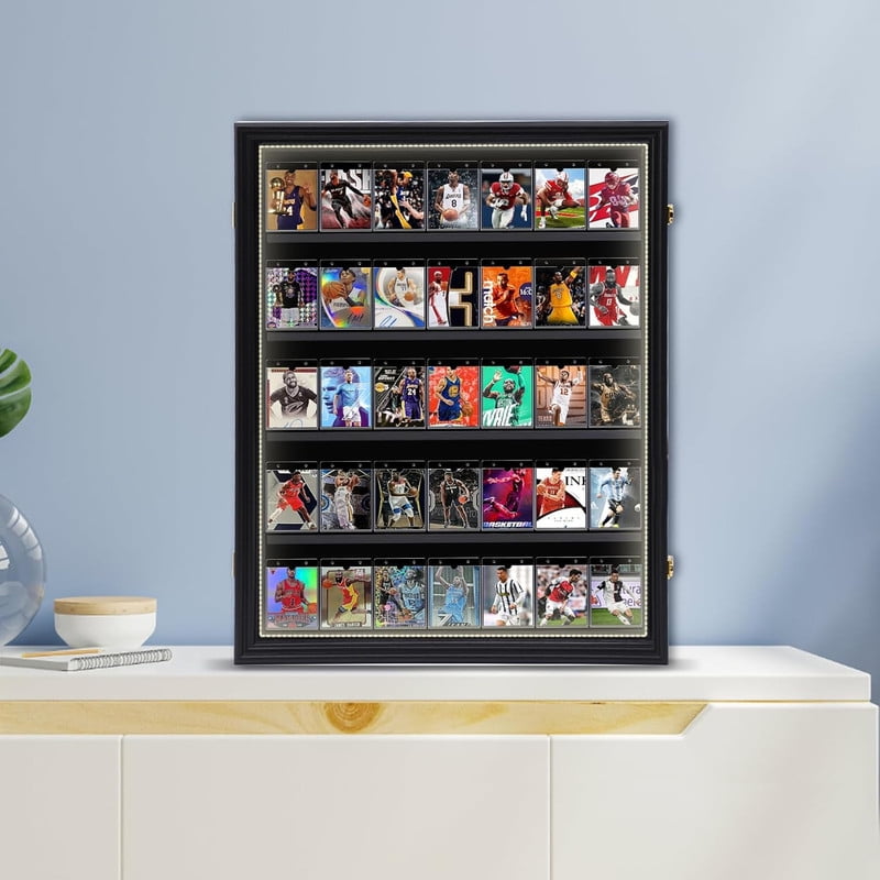 Card Sports Display Case with LED Light, Lockable Wall Frame with  UV-Protected Acrylic for Basketball, Football, Hockey & Graded Trading Cards  (Vertical, 1 Pack) - Walmart.com