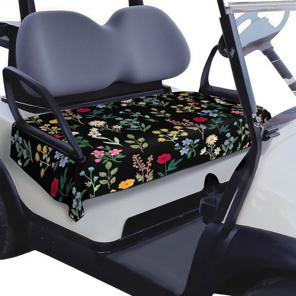 Colorful Flowers Golf Cart Seat Cover 51 Inches by 31 Inches, Absorbent Microfiber Towel Blanket Style Cover for Cart Front Seats and Outdoor Carts