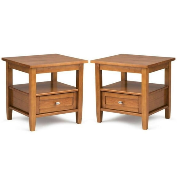Home Square 2-Piece Wood 20" Rectangle Transitional End Side Table Set