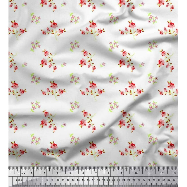 Soimoi Viscose Chiffon Fabric Leaves & Floral Artistic Print Fabric by Yard 42 Inch Wide