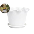 thumbnail image 1 of Dvruxg Lotus Leaf Edge Plastic Planter Pot with Drainage and Saucer, Breathable Elevated Plastic Flower Pot, Ruffled Plastic Flower Pot with Wave Edge for Balcony Railing Gardening, 1 of 5