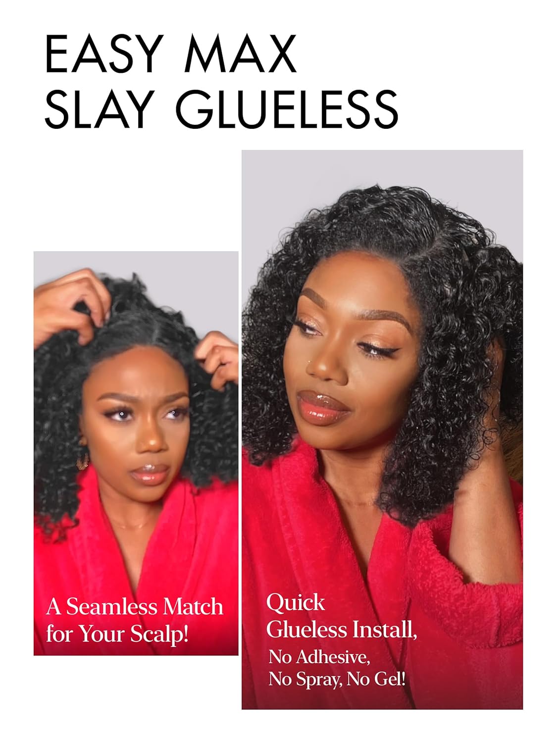 LUVME 5x5 HD Lace Front Deep Curly 10" 100% Human Hair Wigs Glueless Pre Cut Plucked Natural Color Straight Bleached Knots