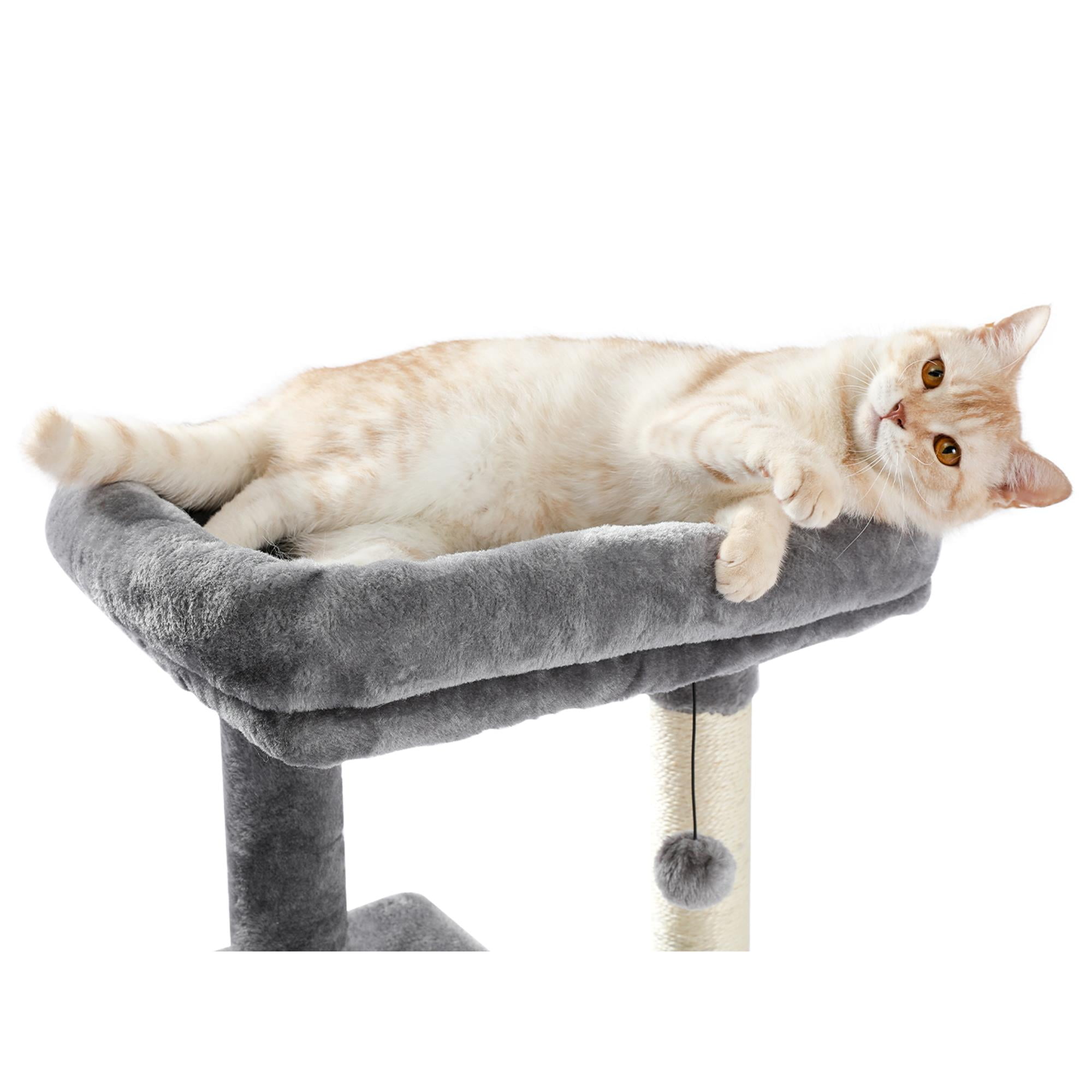 resenkos 44" Cat Tree Tower for Indoor Cats, Cat Condo Dangling Ball Cat Furniture Activity Center Play House, Gray