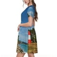 thumbnail image 2 of Daiia Lighthous Print Women's Dresses 2025 Trendy Short sleeve Dresses Casual Baggy Flowy Maxi Sun Dresses, 2 of 6