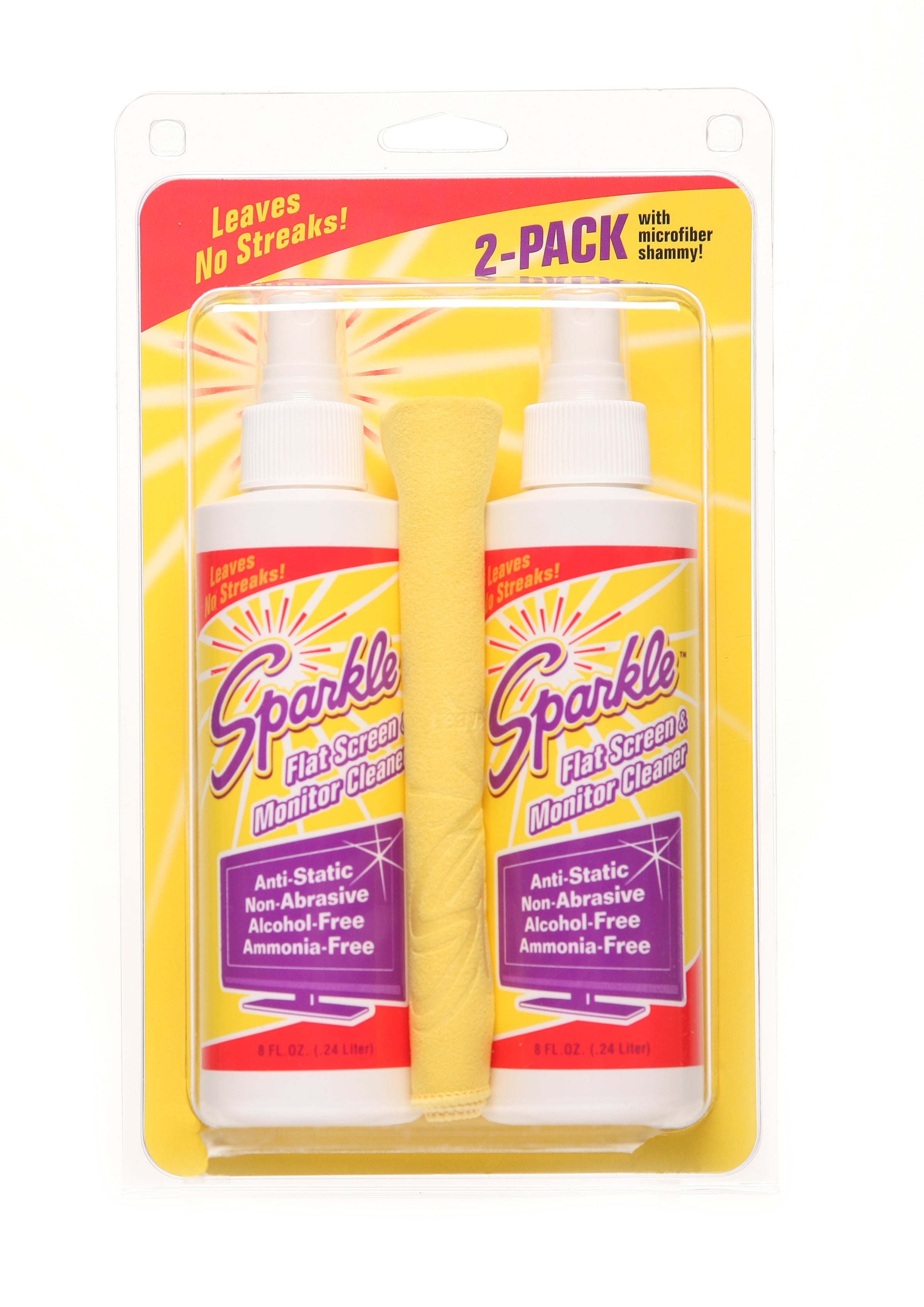Sparkle Flat Screen & Monitor Cleaner, Twin Pack with MicroFiber