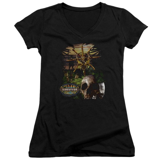 Survivor Jungle Junior Women's V-Neck T-Shirt Black