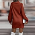 thumbnail image 4 of CharmCyan Women's Knitted Dress Turtleneck Winter Sweater Dress Knitted Dresses Midi Plain Long Wool Dress Watermelon Red XL, 4 of 8