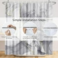 thumbnail image 5 of 72x72 Inches Grey Marble Shower Curtain Abstract Marble Texture Gold Stripes Modern Luxury Ink Art Decor Bathtub Curtain for Bathroom Decor Polyester Fabric Waterproof with Hooks, 5 of 6