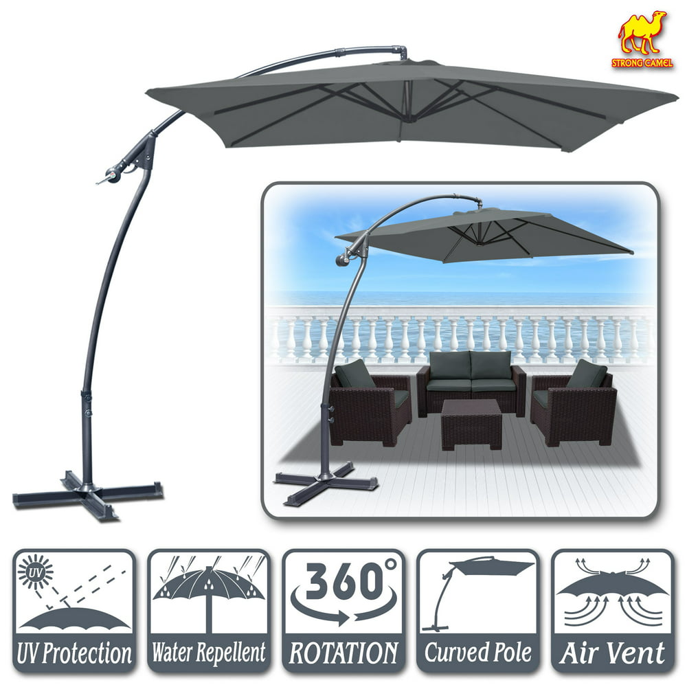 Strong Camel 8' x 8' Cantilever Hanging Umbrella Offset Patio Umbrella Garden Outdoor Sunshade