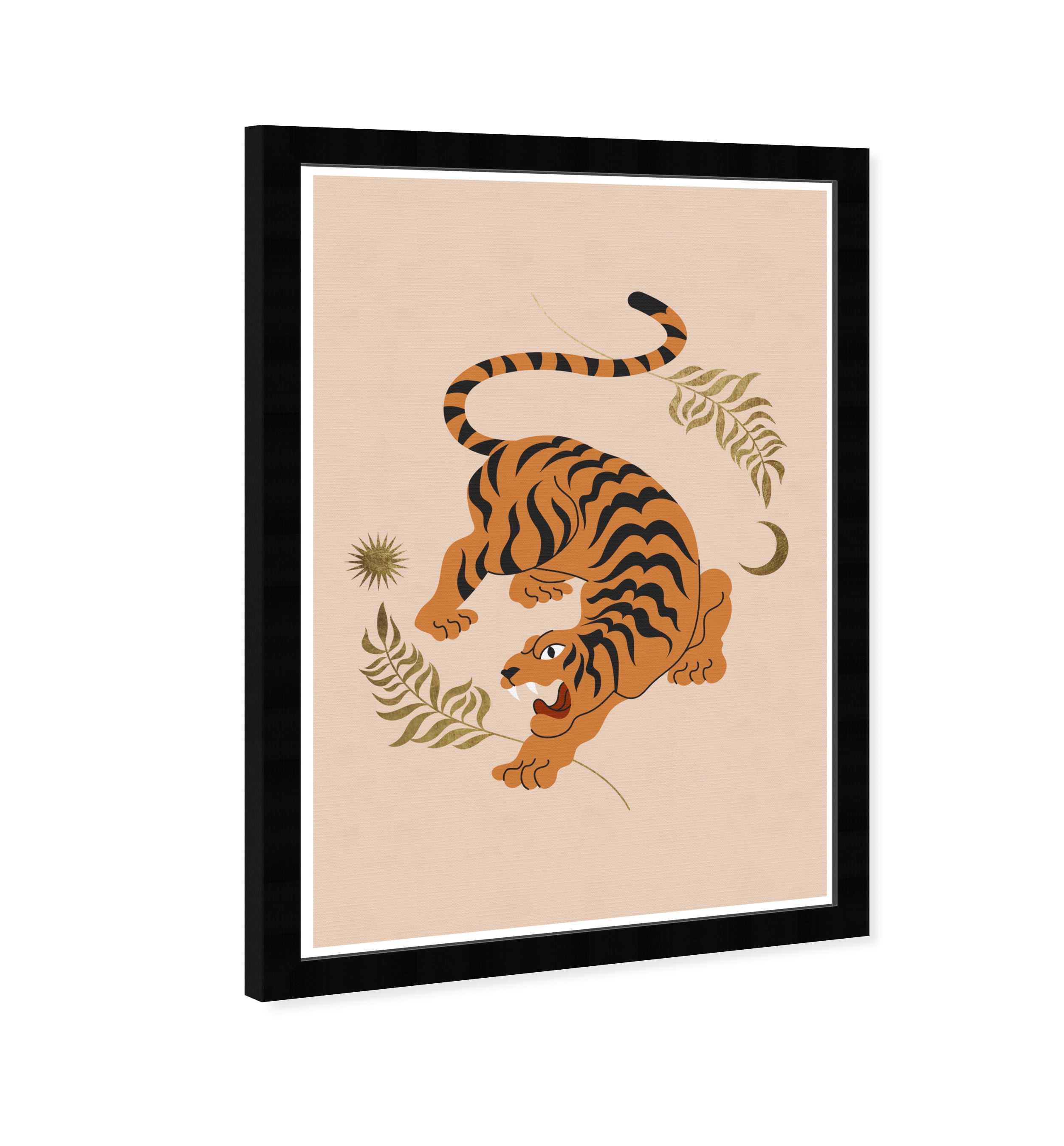 Wynwood Studio Tigress of the Leaves Tan Animals Wall Art Canvas Print Orange 13x19