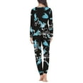 thumbnail image 3 of Renewold Fall Pajamas Set for Women Bright Blue Hummingbird Print Sweatpants Long Sleeve Crew Neck Sweatpants Winter Holiday Home Life Shirts Size XL, 3 of 5