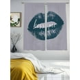 thumbnail image 3 of Kiss Me Text Lipprint Sheer Curtains 72 Inch Long 2 Panels, Purple Blue Retro Abstract Light Filtering Rod Pocket Semi Sheer Curtains, Sheer Voile Drapes for Living Room Bedroom, 52"x72", 3 of 5
