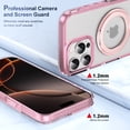thumbnail image 6 of ELEHOLD Case for iPhone 16 Pro Max, Magnetic Shockproof Transparent Case with 360° Ring Kickstand,Pink, 6 of 10