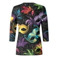 thumbnail image 4 of Ladies' Carnival Printed Round Neck Top Casual Loose 3/4 Sleeves Quarter Sleeves T Shirt Top Cute Shirts for Women Trendy Low Cut Tees Women Blouse Bodysuit Womens plus Size Dressy Tops Ladies Trendy, 4 of 4