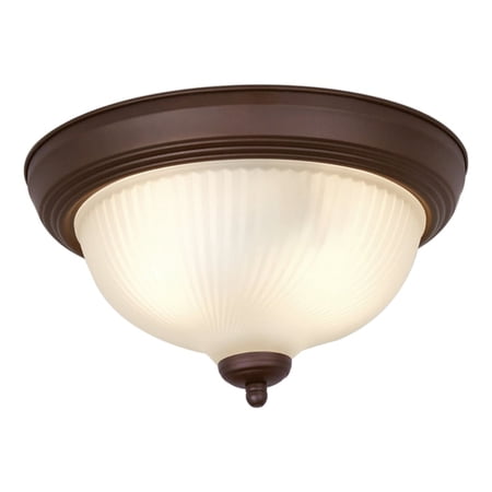 mainstays 13" classic flush mount ceiling light, bronze finish frosted glass shade, bulb not included