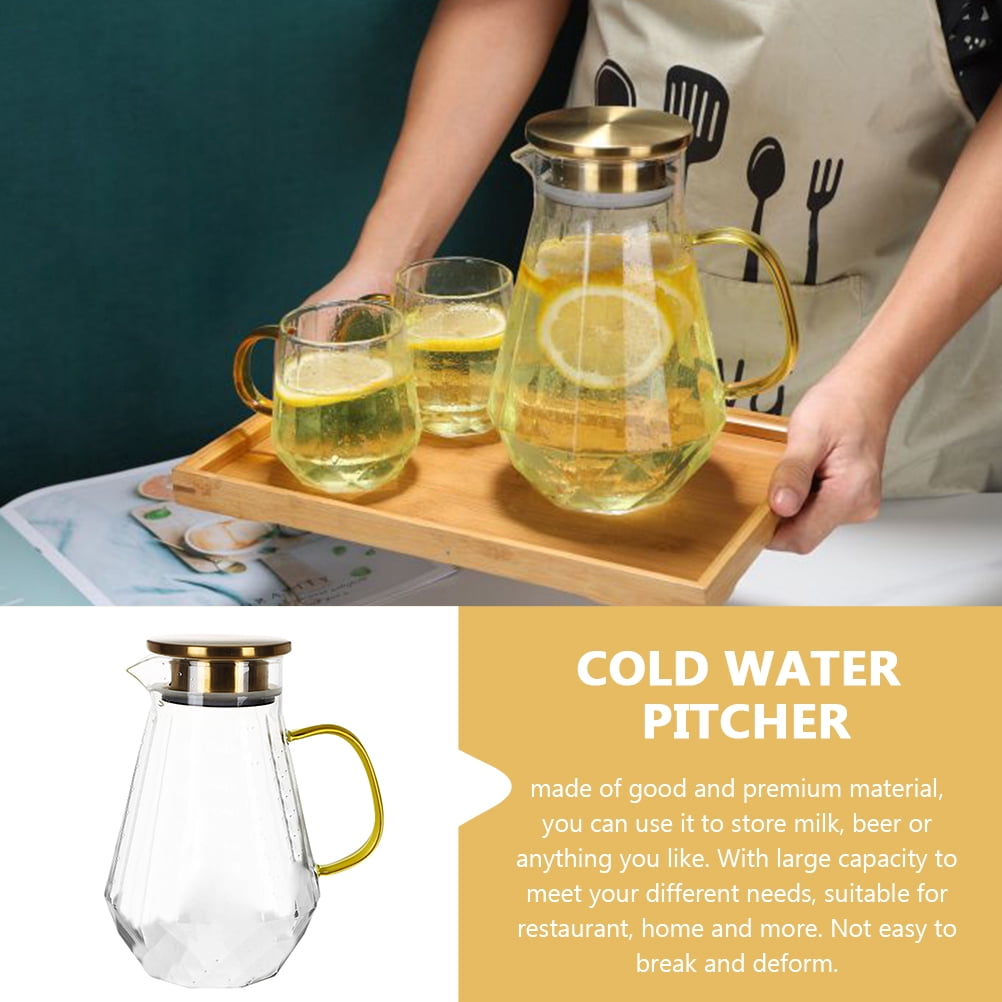 Glass Jug with Lid Water Cold Drink Kettle Large Mimosa Pitcher Household Beverage Decorative
