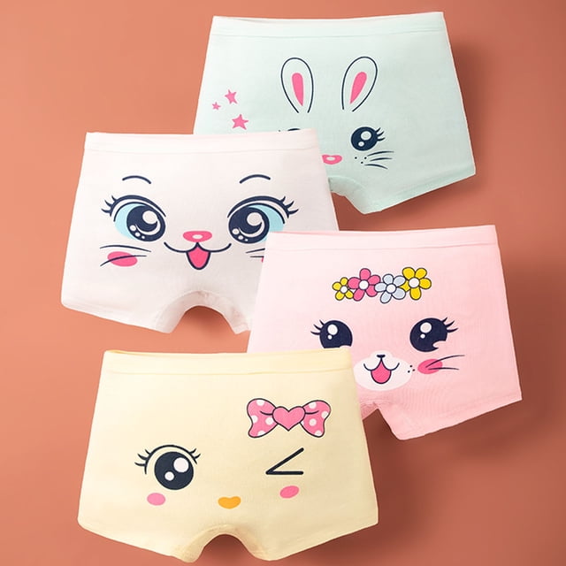 4 Pcs sous-Vêtements Imprimés à Quatre Coins pour Filles à la Mode