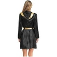 thumbnail image 4 of Choomomo Women's Satiny Wrestler Gear Fight Boxing Robe Long Sleeve Hooded Robe Loose Kimono with Belt Black 16, 4 of 6