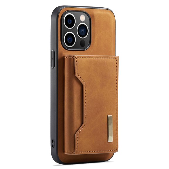 Leather Wallet Phone Cases for iPhone 14 Pro Max Case with Card Holder Men 6.7'' 2 in 1 Detachable Back Cover, Card bag phone case - brown