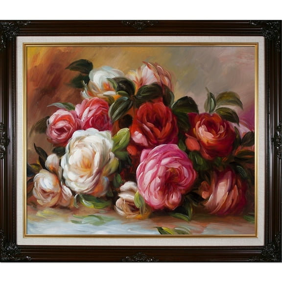 La Pastiche  Pierre-Auguste Renoir 'Discarded Roses' Hand Painted Framed Canvas Art