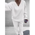 thumbnail image 4 of Conjunto Deportivo para Mujer PRETTYGARDEN Sudadera Cuello en V Pantalones Anchos S, 4 of 6