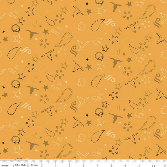 John Wayne Bandana Yellow Cotton Fabric