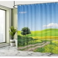 thumbnail image 5 of Ambesonne Outdoorsy Shower Curtain, Rural Country Scenery, 69"Wx84"L, Apple Green and Pale Blue, 5 of 5