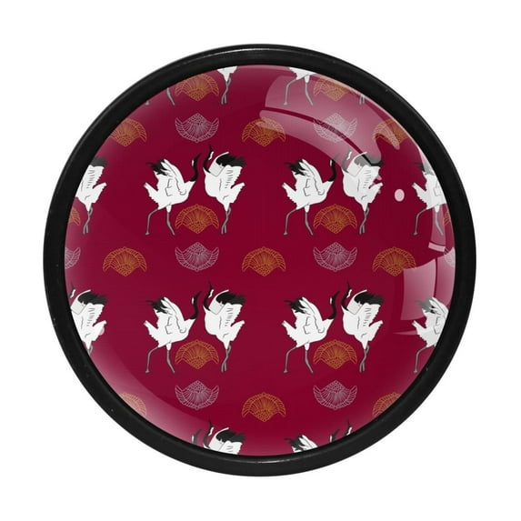 4 Pcs Cranes Red Knobs for Kitchen Cabinet Cupboard Dresser Bookcase Drawer Pulls Handles Round Home Decor