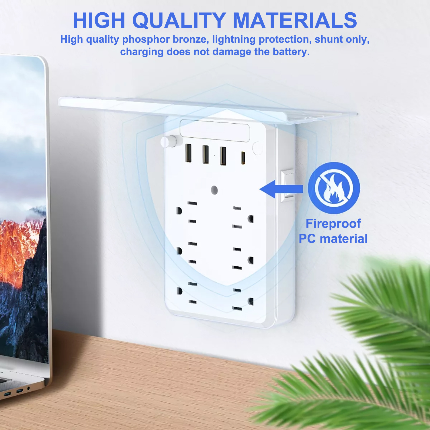 OGEDNAC 6-Outlet Surge Protector with 4 USB Ports and Night Light photo 6