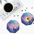 thumbnail image 4 of Naloa Night Sky Elk Leather Coasters for Drinks, Durable Drink Coasters 4 Set for Tabletop Protection, Luxurious Home Décor and Housewarming Gift ( {designName})Octagon, 4 of 6