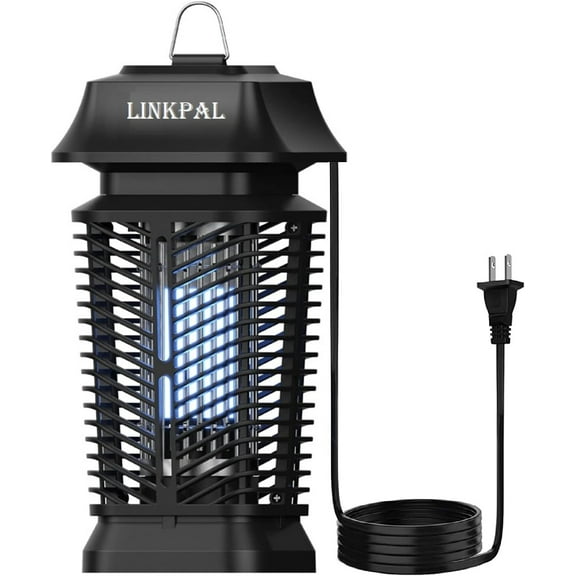 LINKPAL Backyard Waterproof Design Mosquitoes Electric Bug Zapper with Cleaning Brush, Black