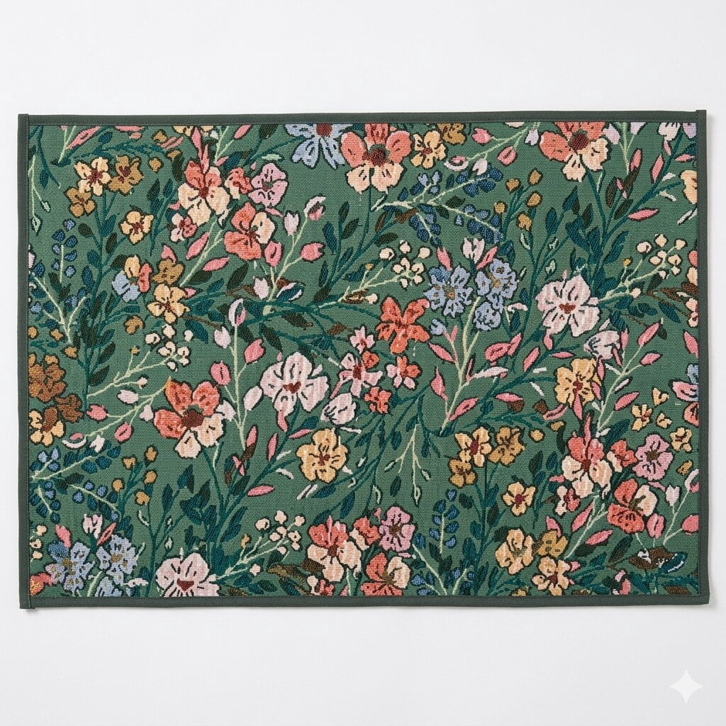 Home Decor Inc. Garden Floral Tapestry  Mat – 20" x 30", Polyester Yarn, Soft & Durable