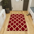 thumbnail image 4 of Ottomanson Trellis Area Rug 3'3" x 5' - Non Slip Low Pile Carpet, Red, 4 of 11