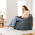 thumbnail image 4 of Big Joe Joey Large Bean Bag Chair for Kids/Teens, Faux Leather Lounge Chair with On-The-Go Handle, Basalt Blue, 4 of 7