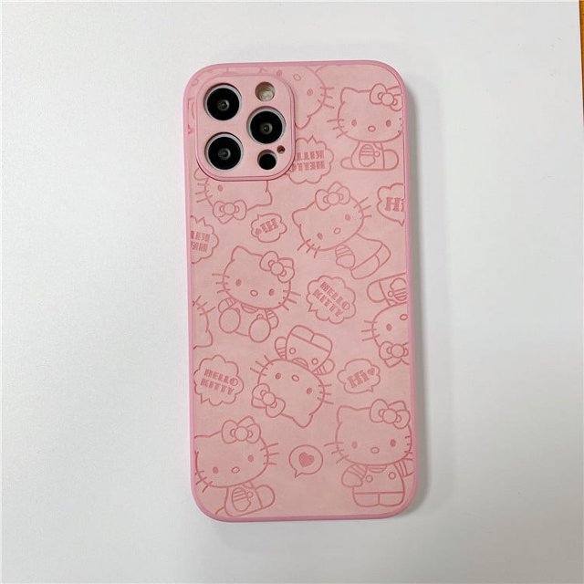 Funda de cuero para teléfono con patrón de prensa hello kitty lindo para iphone Xr Xs 11 12 13 14 15Pro Max Cell Cover
