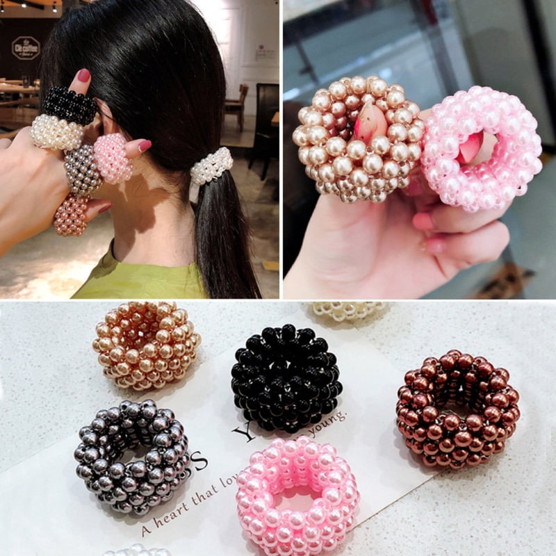 Simple Elastic Pearl Hair Rope for Women Girl Fashion Ponytail Holder Hairband Hairring Hair Accessories Headwear Gifts HairBand