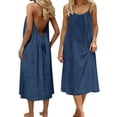 thumbnail image 3 of Women's Lightweight Summer Sleeveless Backless Casual Dress Relaxed Fit Flowy Maxi,Navy,M, 3 of 6