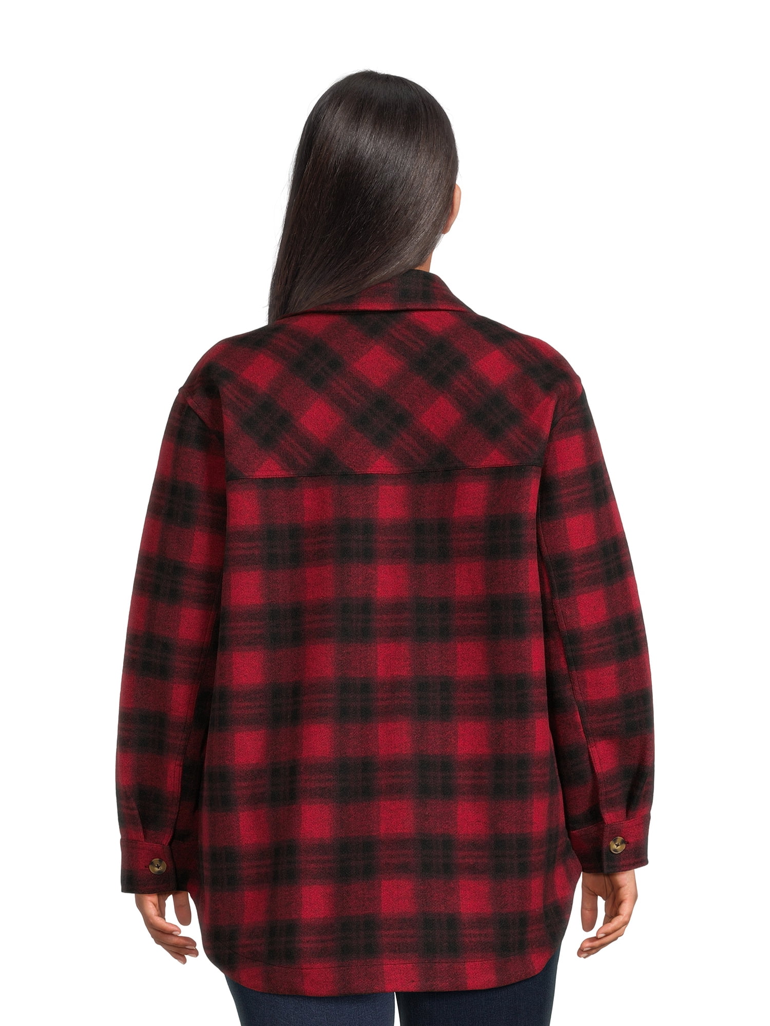 Terra & Sky Women's Plus Size Plaid Button Down Shacket