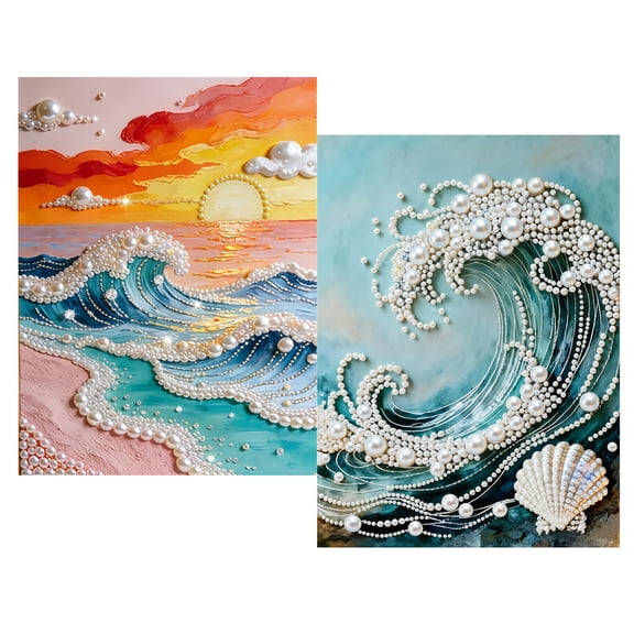 Mosaflare Pearl Diamond Painting Kit for Adults,DIY Diamond Art,12×16 inch HD Canvas,Ocean Home Decoration