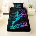 thumbnail image 3 of Castle Fairy Basketball Splash Twin Sheets 3pcs, Sport Theme Bedding, Black Teal Pink,1 Fitted Sheet, 1 Flat Sheet and 1 Pillowcase, 3 of 6
