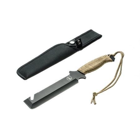 SE KFD233 12 Black Full Tang Hunting Knife with Gut Hook